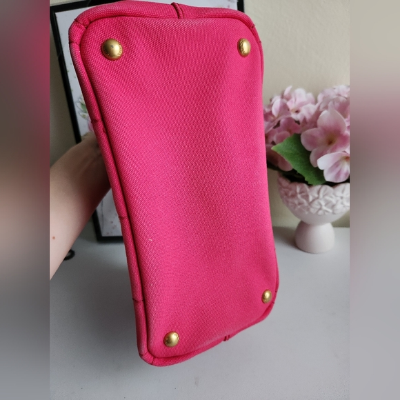 PRADA Pink Peonia Canapa Canvas Tote Bag - Picture 11 of 14